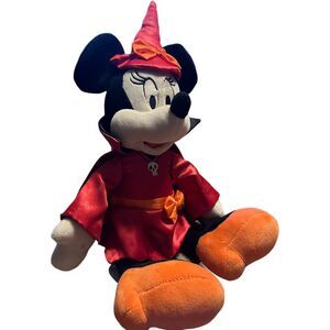 Disney Parks Red Satin Minnie Mouse Witch Plush Soft Toy Stuffed Halloween 15"